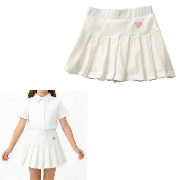Girls School Uniform Skirt A-Line Pleated Skirt with Lining Shorts Back To School Clothes for Girls School Uniform Dress 4-5 Years