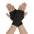thumbnail image 1 of Guantes sin dedos para mujer INSPIRE CHIC con agujero para el pulgar, ropa de otoño, calentadores de muñeca, 1 par, negro, talla única, 1 of 6