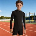 thumbnail image 4 of RMGVDSD Boys Athletic Shirts Kids Quarter Zip Long Sleeve Shirt Color Block Slim Fit Sporty Tops For Training And Running 4-5 Years, 4 of 4