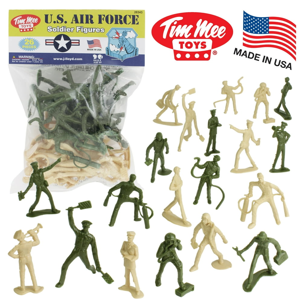 TimMee AIR FORCE Plastic Army Men 26pc Green Tan Toy Soldier Figures US Made