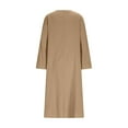 thumbnail image 5 of Babcutegg Womens Dresses Long Length High Waist Neck Cotton Linen A Line Female Outwear Khaki Size 3XL, 5 of 7