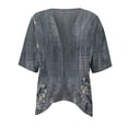 thumbnail image 4 of BODOAO Kimono Cardigans for Women,Casual Open Front 3/4 Sleeve Cardigan,Plus Size Lightweight Shawls Ruana Wraps Court Lock Spring and Solid Color Circle Short Sleeved Cardigan Casual Loose Top Grey M, 4 of 6