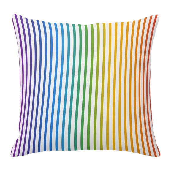 Throw Pillow Covers 24x24 Inch, Thin Rainbow Striped Decorative Pillow Cases for Couch Sofa Bed, Farmhouse Modern Stripes Cotton Linen Square Home Decor Pillowcases with Hidden Zipper