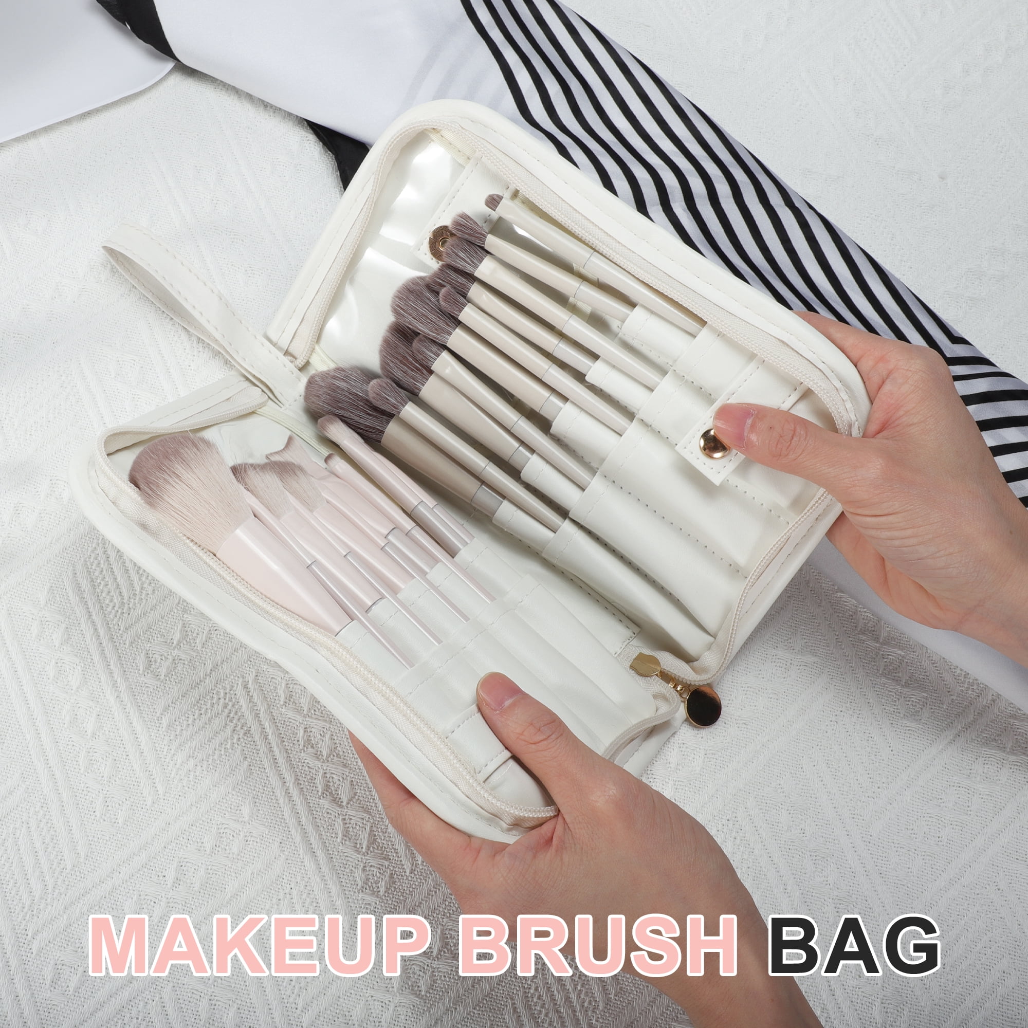 Unique Bargains Waterproof Stand-Up Makeup Brush Organizer White