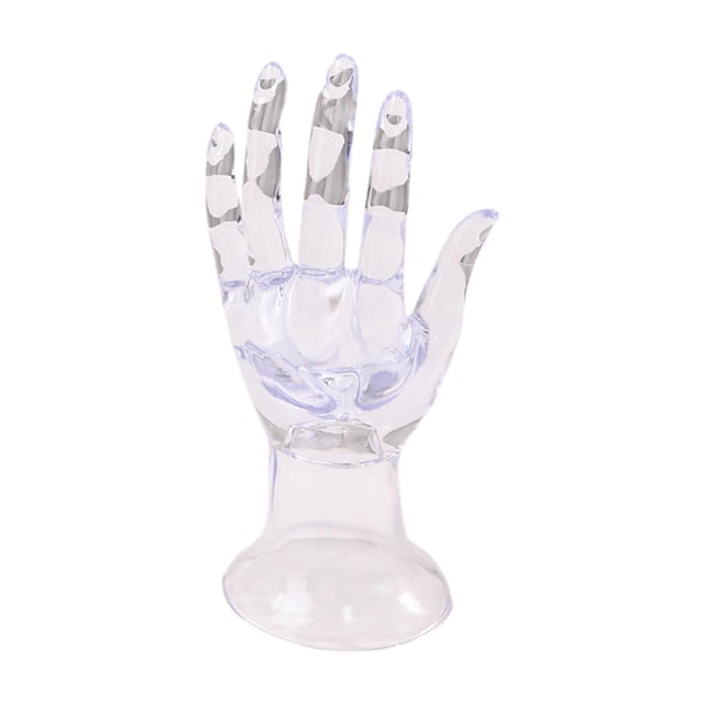 Soporte para anillos con forma de mano, soporte de escritorio, soporte portátil para anillos para organizar el hogar claro