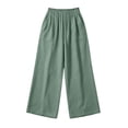 thumbnail image 4 of Levmjia Women Wide Leg Pants High Waisted Solid Color Casual Lounge Pants with Pockets Elastic Waist Flowy Straight Leg Trousers, 4 of 7