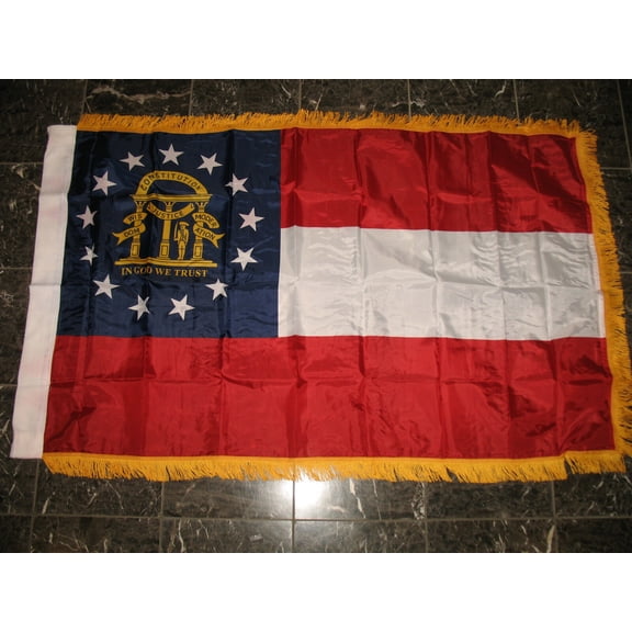 3x5 Georgia State Poly Nylon Sleeve w/ Gold Fringe Flag 3'x5' Banner