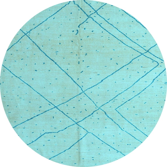 Ahgly Company Indoor Round Oriental Light Blue Modern Area Rugs, 4' Round