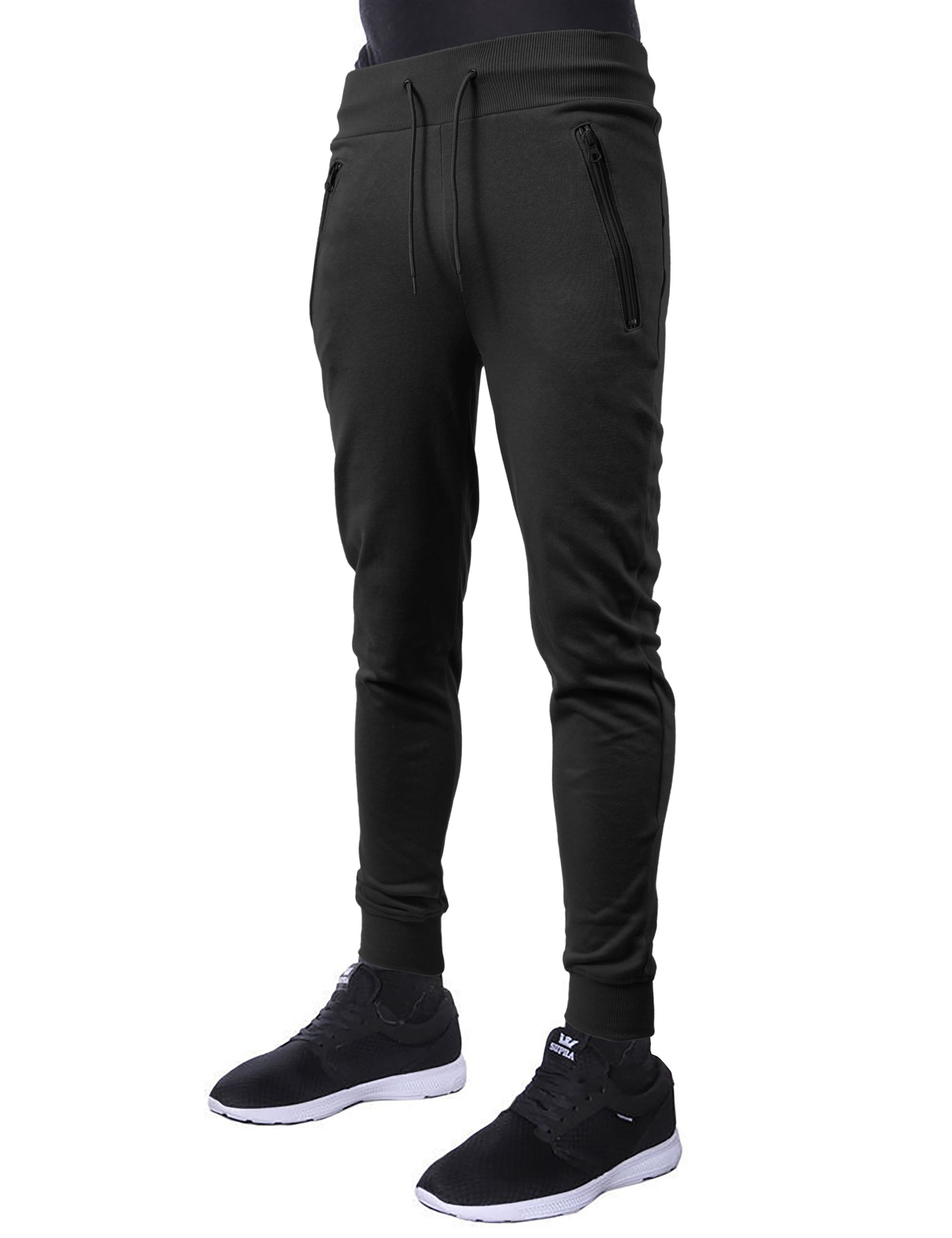 Ma Croix Mens Joggers with Zipper Pockets Casual Lightweight French ...