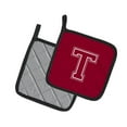 thumbnail image 2 of Monogram Initial T Maroon and White Pair of Pot Holders, 2 of 2