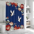 thumbnail image 5 of Blue Crane Shower Curtain Set - Long 72" x 84" Washable Bathtub Curtain with 12 Hooks, Vintage Red Teal Spring Floral Botanical Waterproof Fabric Stall Shower Curtains for Bathroom/Bathtub Décor, 5 of 6