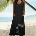 thumbnail image 5 of Diufon Womens Dresses Crewneck Sleeveless Cotton Linen Dress Printed Dress with Pockets, 5 of 7