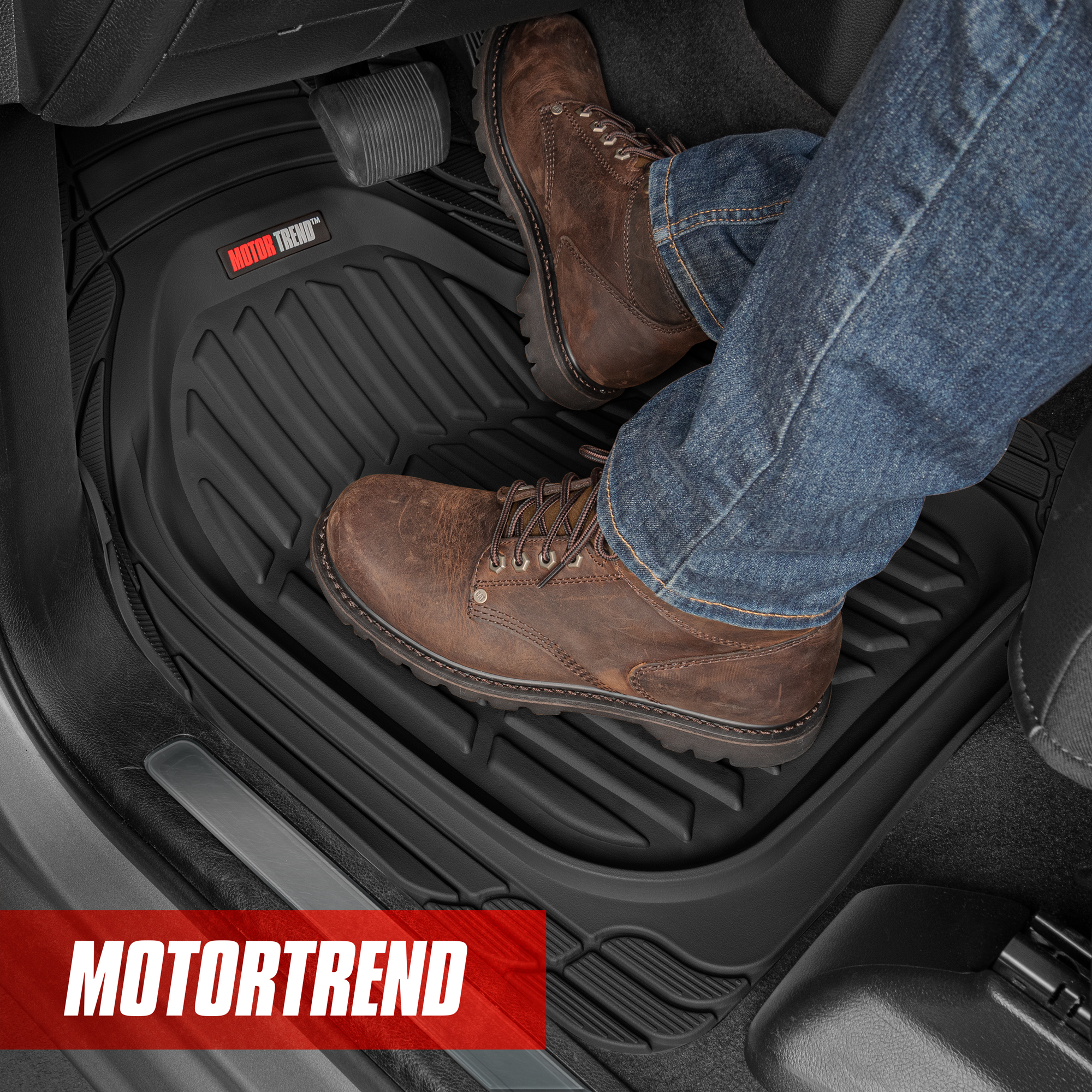 MotorTrend FlexTough Tortoise, Heavy-Duty Rubber Floor Mats for All Weather  Protection, Deep Dish
