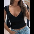 thumbnail image 4 of Camisetas Sin Mangas para Mujer, de Verano, con Cuello en V, para Salir, con Encaje Fruncido, Camisetas Casuales de Moda. Negro M, 4 of 6