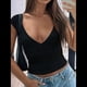 thumbnail image 4 of Camisetas Sin Mangas para Mujer, de Verano, con Cuello en V, para Salir, con Encaje Fruncido, Camisetas Casuales de Moda. Negro L, 4 of 6