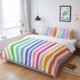 thumbnail image 3 of Rainbow Lines Full Duvet Cover Set, Vertical Stripes Abstract Modern Decorative 3 Piece Bedding Set with Zipper Closure Soft Breathable Microfiber Comforter Cover & 2 Pillowcases, 3 of 6