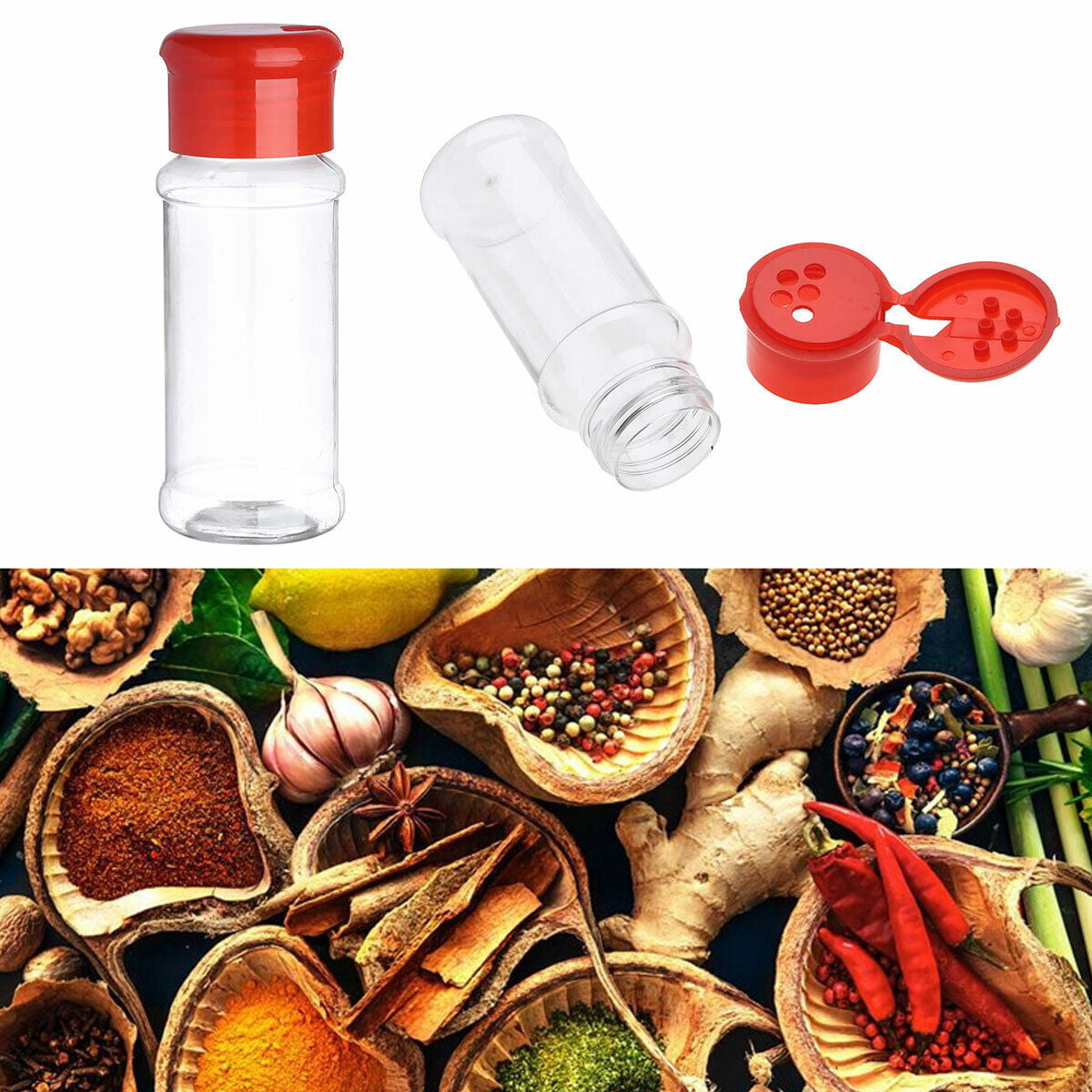 16 Pack 3.5 oz Plastic Spice Jars,Empty Seasoning Bottles Containers with  Shaker Lids for Storing Spice,Salt,Herbs,Powder