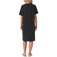 thumbnail image 3 of INSPIRE CHIC Women's Casual Summer Pajama Dress Loose Fit Nightshirts Short Sleeve Sleepwear Split Midi Nightgowns L Black, 3 of 6