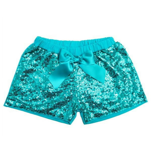Wenchoice Turquoise Sequins Bow Shorts Girl'S M(3Y-4Y)