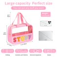 thumbnail image 2 of Bolsa de maquillaje Eurovicky con parche con letras de chenilla transparente e impermeable, 2 of 8