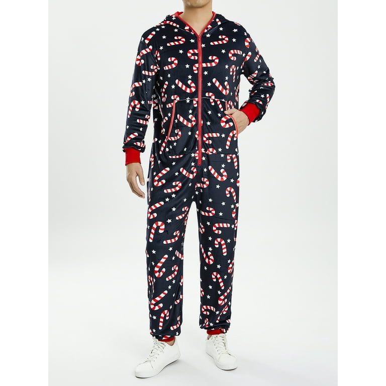 Licupiee Unisex Adult Couples One Piece Pajamas Cute Christmas Hooded Onesie Pjs Nightwear Women Men Jumpsuit Loungewear Walmart