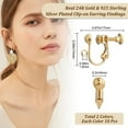 thumbnail image 2 of 20Pcs 2 Colors Clip-on Earring Findings 24K Gold Sterling Silver Plated Non Pierced Earring Converter Screw Back Components with Loop for Jewellery Making DIY, 2 of 5