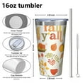 thumbnail image 4 of 16oz Tumblers Fall Pumpkins Leaves Pattern Stainless Steel Vacuum Insulated Double Wall Travel Tumbler Cups Mug with Lid and Straw,Cleaning Brush for Coffee,Tea, 4 of 4