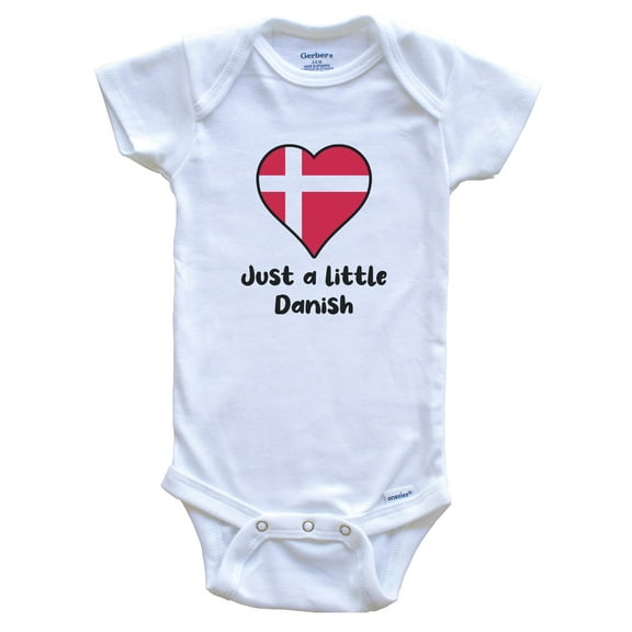 Just A Little Danish Denmark Flag Heart Baby Bodysuit