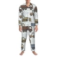 thumbnail image 3 of Daiia Tractor and Dumper for Men's Long-Sleeved Pajama Set – Soft & Comfortable Sleepwear Button-Up Pajamas Cozy Lounge Wear-Medium, 3 of 7