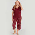 thumbnail image 6 of WQD Womens Pajama Sets 2 Piece Lounge Sets Soft Loungewear Comfy Pj Sets V Neck Short Sleeve Top and Capri Pants Loose Sleepwear with Pockets, 6 of 7
