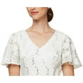 thumbnail image 2 of Alex Evenings Women's Lace Flutter Sleeve Top White Size S, 2 of 3