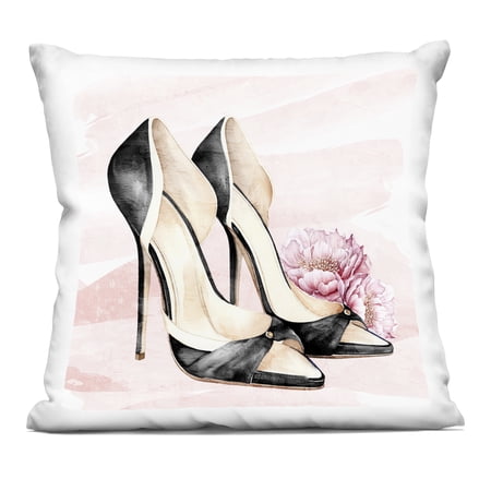 Stupell Industries Blush Glam Time Shoes Decorative Printed Throw Pillow, design by Kim Allen, 18 x 7 x 18