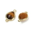 thumbnail image 2 of Natural Tiger Eye Faceted Connector Charms Rack Plating Brass Teardrop Links Golden 16.5x9.5x4mm Hole: 1.4mm Tiger Eye, 2 of 3