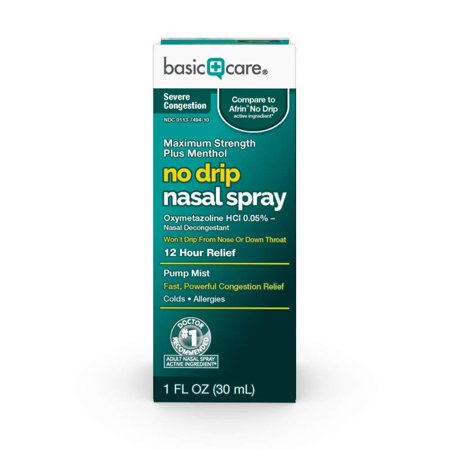 Basic Care Severe Congestion Nasal Spray, Oxymetazoline HCl; Provides 12 Hour Nasal Congestion Relief, 1 Fluid Ounce