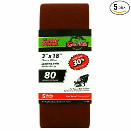 5-Pack 80-Grit 3-in W x 18-in L Sanding Belt Sandpaper, For use on wood, metal, fiberglass and painted surfaces By