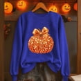 thumbnail image 2 of Kaliqueen Halloween/Thanksgiving Sweatshirts for Women Sequin Pumpkin Print Crewneck Pullover Tops Long Sleeve Fall Holiday Outfits, 2 of 6