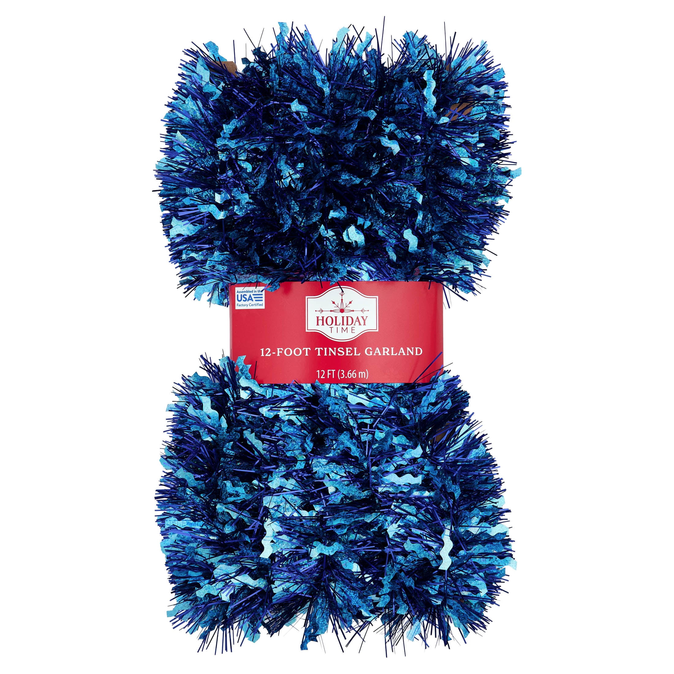 Holographic Tinsel Christmas Garland, Blue, 12', by Holiday Time