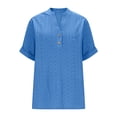 thumbnail image 4 of Blouse for Women V Neck Short Sleeve Boho Loose Fit Eyelet Embroidery Pattern Lightweight Soft Summer Tunic Shirt for Casual Daily Wear, 4 of 8