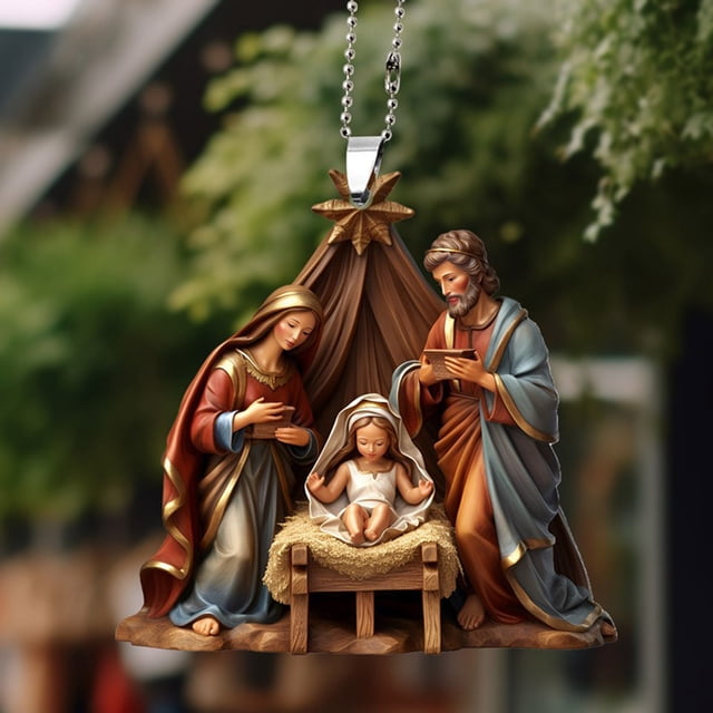 pstuiky Llavero acrílico con efecto de impresión 3D, colgante decorativo para coche, adorno para retrovisor, artículos religiosos