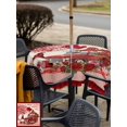 thumbnail image 4 of Outdoor Tablecloth with Umbrella Hole and Zipper, Red Valentine's Day Square Table Cloth 60x60 Inch Waterproof Tablecloth, Vintage Love Heart Roses Truck Gnomes Picnic Table Cover for Patio Camping, 4 of 7