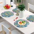thumbnail image 5 of Hello Summer with Flowers Black Round Placemats Plate Mats 15 Inch Non-Slip Heat Resistant Washable PVC Set Indoor for Kitchen Dining Table 4PCs, 5 of 6