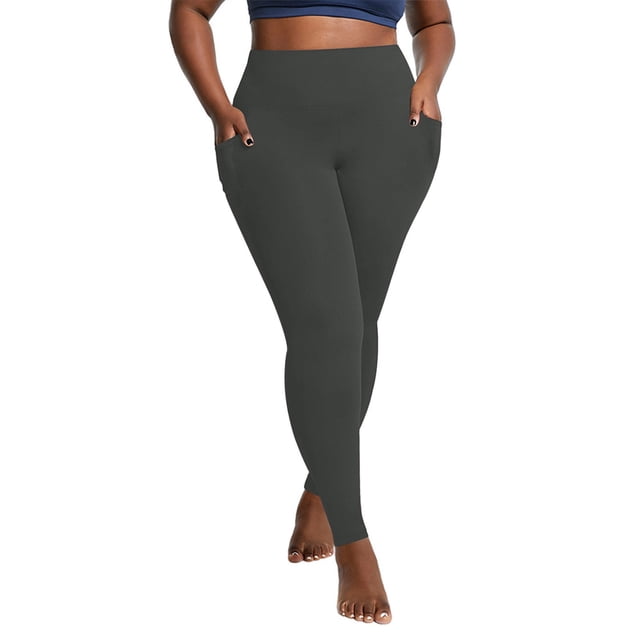 Plus Size Yoga Pants for Women Pull On Workout Leggings with Pockets Tummy Control High Waisted Athletic Pant