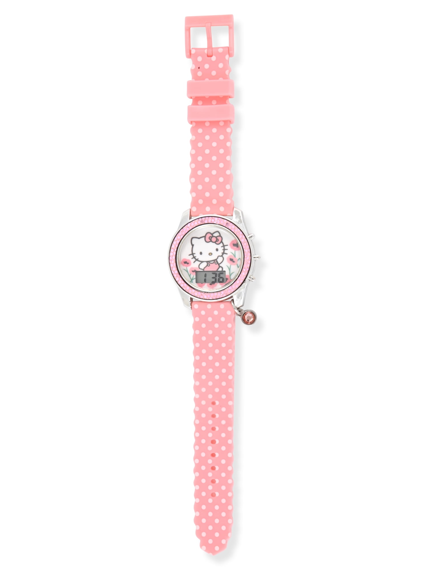 Hello Kitty Female Child Light Pink LCD Watch with Charm, HK4240WM