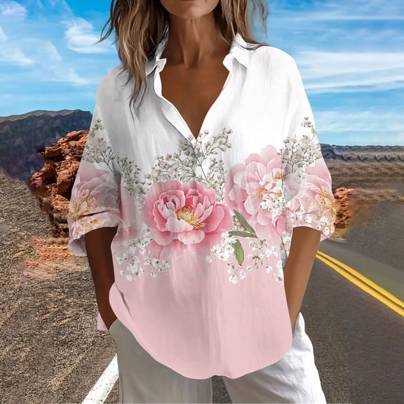 Karight Womens Button Down Shirt Long Sleeve Blouse