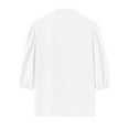 thumbnail image 6 of Jxximdong Button Down Shirts for Women, Summer Solid Color V Neck 3/4 Sleeve Shirts Casual Loose Fit Trendy Tops for Women, White Women's Blouses, 6 of 7