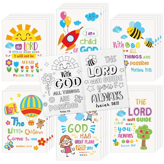 Libro para colorear Dvbonike con versículos bíblicos religiosos para niños, 24 unidades