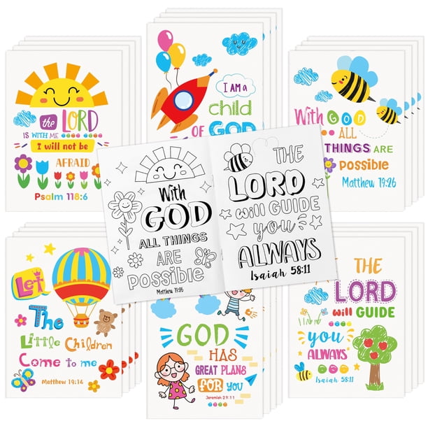Libro para colorear Dvbonike con versículos bíblicos religiosos para niños, 24 unidades