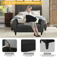 thumbnail image 4 of Fionafurn Contemporary Rolled Arm Velvet Storage Ottoman Bench with 2 Footstools, End of Bed Bench, Black, 4 of 8