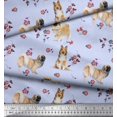 thumbnail image 2 of Soimoi Polyester Crepe Fabric Floral,Sheltie & Pekingese Dog Print Fabric by Yard 42 Inch Wide, 2 of 3