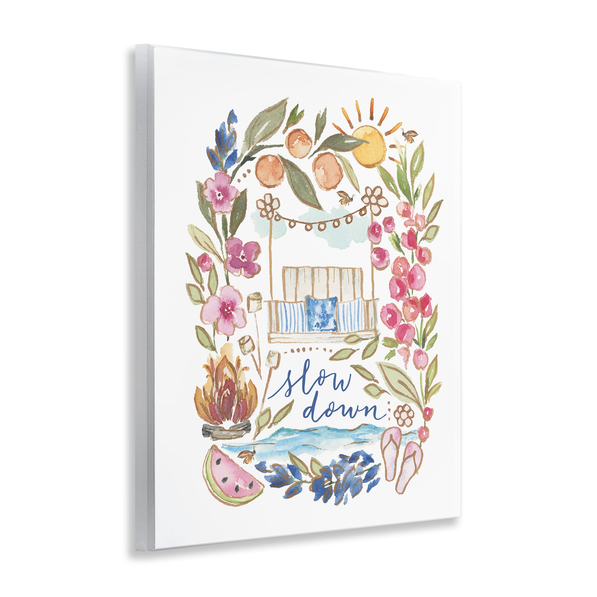 Stupell Industries Slow Down Summer Florals Plants & Flowers Painting Unframed Art Print Wall Art, 11 x 14